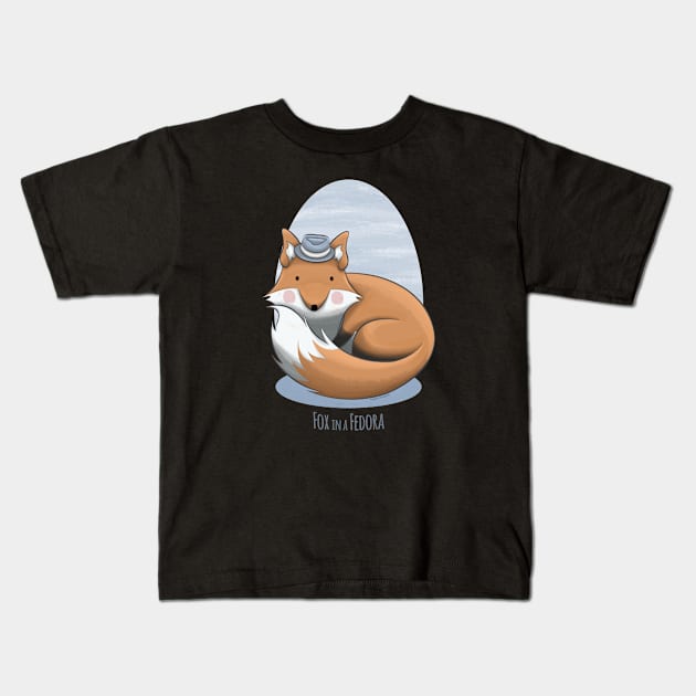 Fox in a Fedora Kids T-Shirt by Art by Angele G